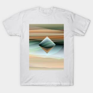 floating dıamond shape on futuristic landscape background T-Shirt